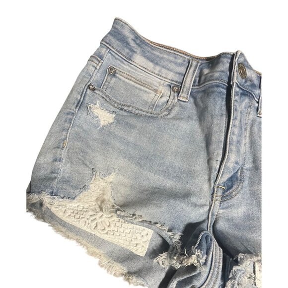 American Eagle Hi Rise Shortie Shorts Womens Size 6 Distressed/Destroyed Denim - Picture 10 of 10